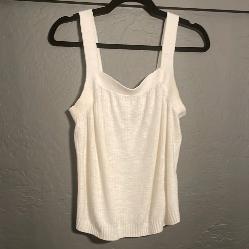 Banana Republic White Ribbed Sleeveless Tank Top